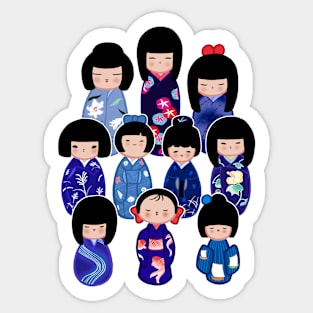 Kokeshi in Blue Sticker